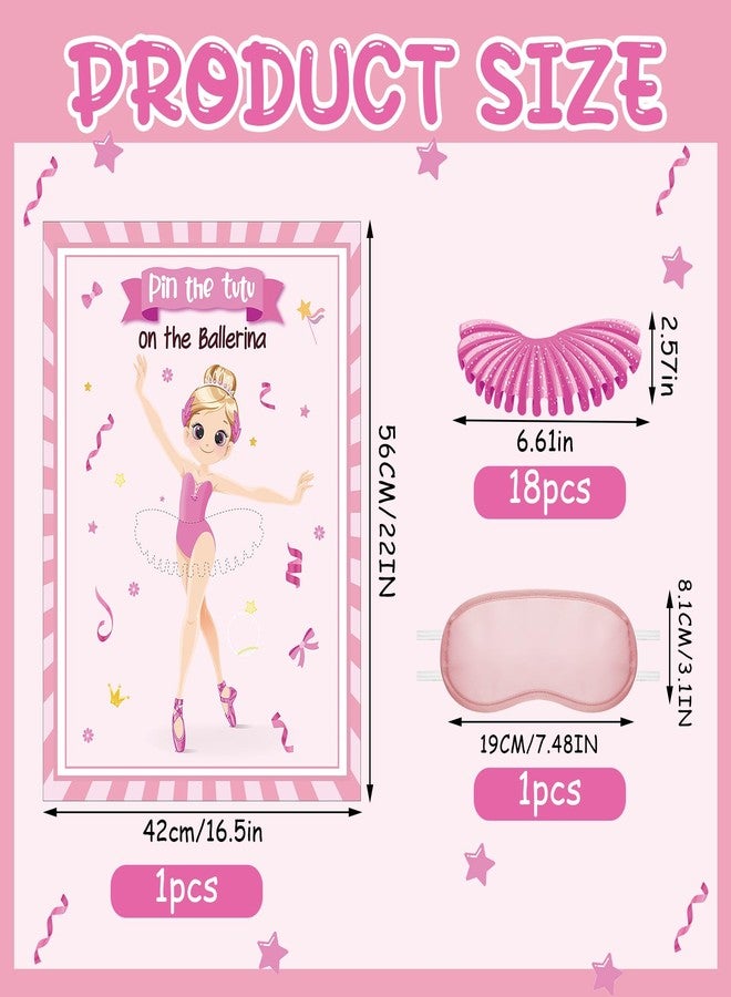 Mooliwe 18 Pcs Ballerina Party Games Pin The Tutu on The Ballerina Game Poster Stickers with Blindfolds Birthday Party Supplies Decorations for Women - Image 2
